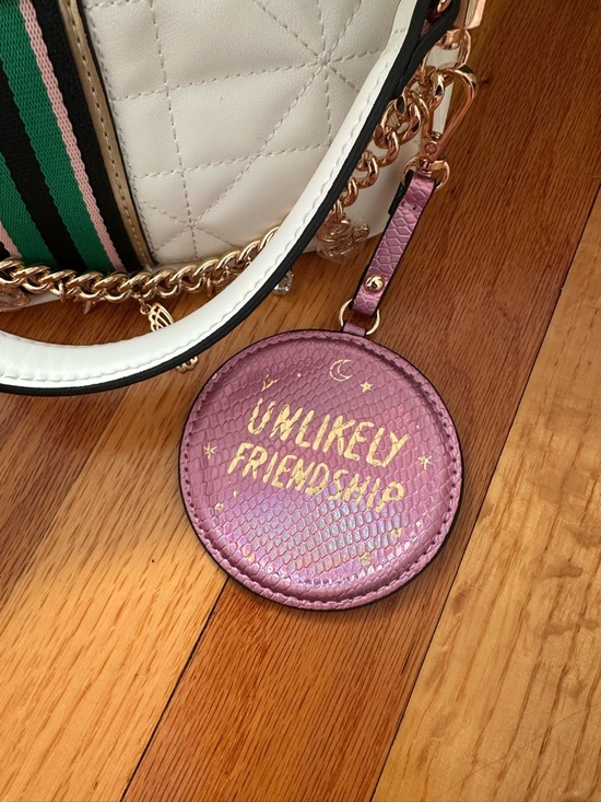 Wicked x Aldo White Quilted Shoulder Bag with Green Stripe and Gold Charm Chain - Picture 7 of 9